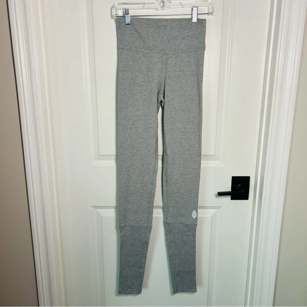 Free People Movement Gray High Waisted Full Length Cotton Blend Leggings Sz S